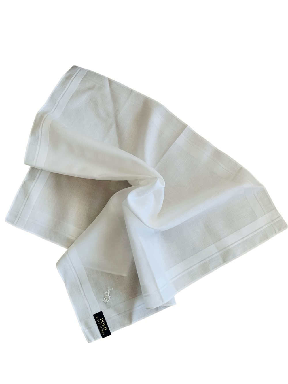 Polo Ralph Lauren White Handkerchief NWT 18" 100% Cotton Made in Japan
